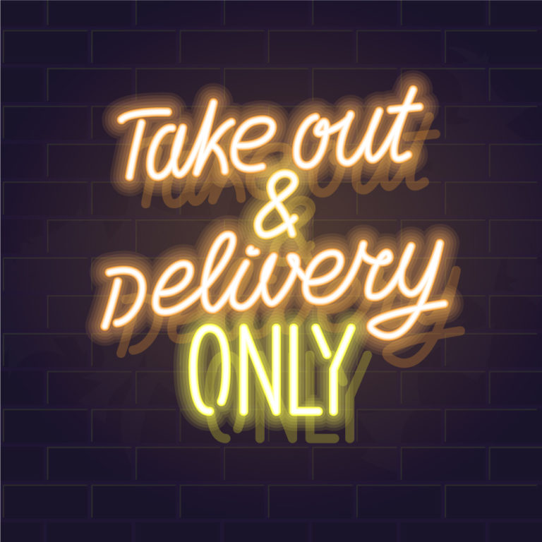 Take out & Delivery sign
